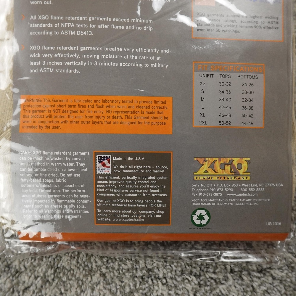 NEW XGO Flame Retardant Pants Mens 2XL Beige Thermal Base Layer Long Johns Army - Picture 7 of 8